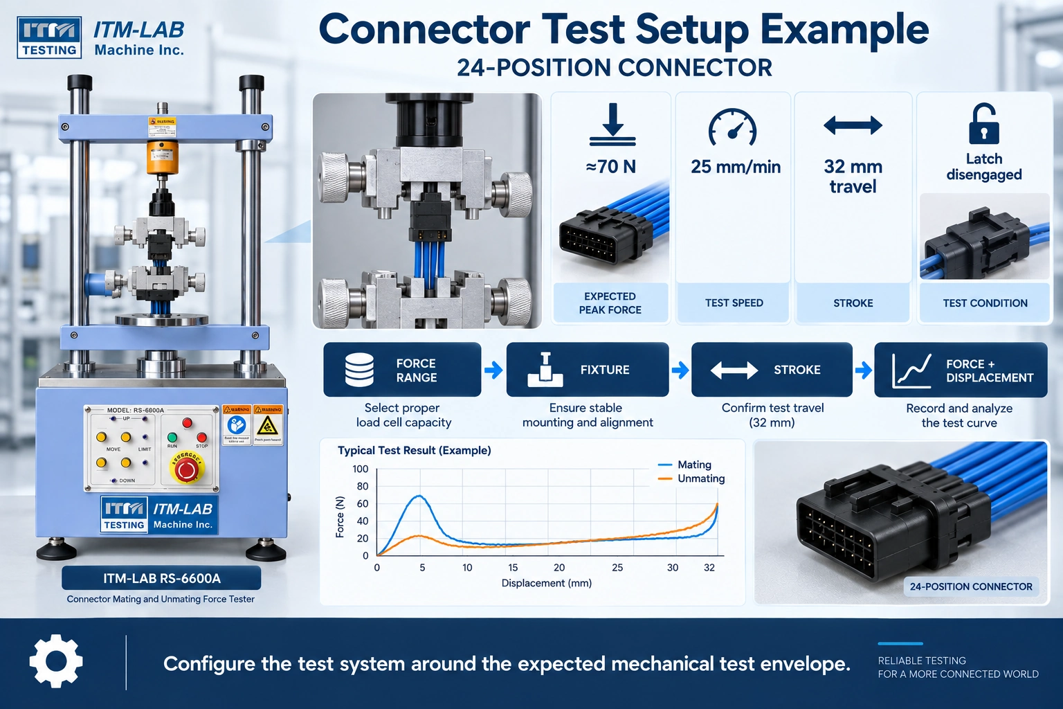 connector force tester load cell selection example